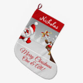 Eigen kerstkerstkerstman en rendier grote kerstsok (Voorkant (Hangend))