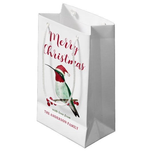 Eigen kerstkerstkerstmankolibrie klein cadeauzakje (Voorkant Gekanteld)