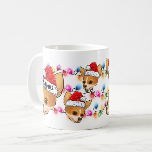 Eigen kerstkerstman, hoofdkerstman, Santa Hat Dog Koffiemok (Voorkant links)