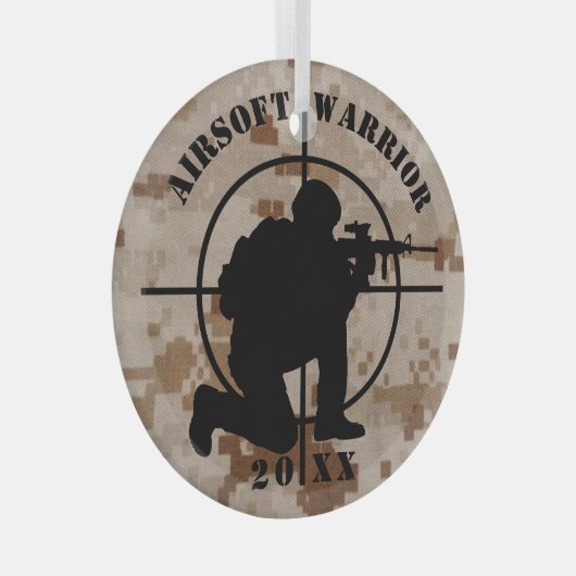 Eigen kerstkerstversiering met Airsoft Team Glas Ornament (Voorkant Rechts)