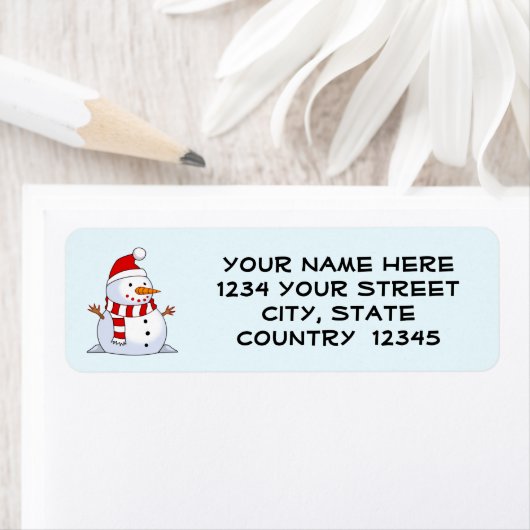 Eigen kerstlabel Snowman Red Etiket (Insitu)