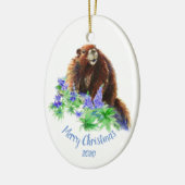 Eigen kerstmarmot, groundhog Animal Keramisch Ornament (Links)