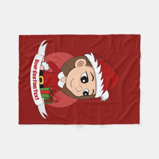 Eigen kerstmeisje cartoon fleece deken (Voorkant (Horizontaal))