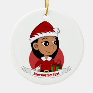 Eigen kerstmeisjes cartoon keramische siervoorwerp keramisch ornament