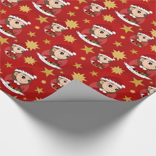 Eigen kerstmeisjes cartoon verpakkingspapier cadeaupapier (Hoek)