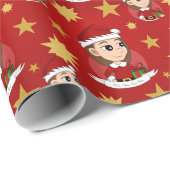 Eigen kerstmeisjes cartoon verpakkingspapier cadeaupapier (Rol Hoek)
