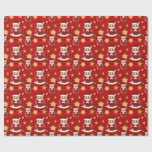 Eigen kerstmeisjes cartoon verpakkingspapier cadeaupapier (Vlak)