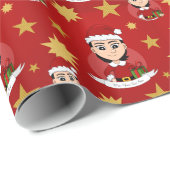 Eigen kerstmeisjes cartoon verpakkingspapier cadeaupapier (Rol Hoek)