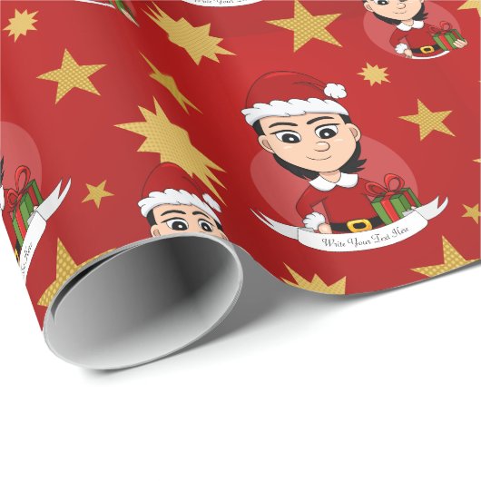 Eigen kerstmeisjes cartoon verpakkingspapier cadeaupapier (Rol Hoek)