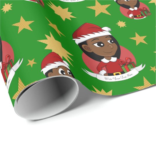 Eigen kerstmeisjes cartoon verpakkingspapier cadeaupapier (Rol Hoek)