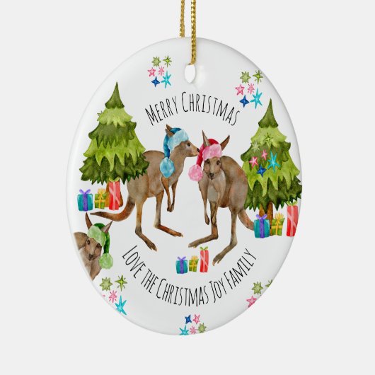 Eigen kerstmis Aussie Kangaroo Keramisch Ornament (Rechts)