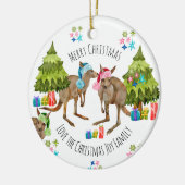 Eigen kerstmis Aussie Kangaroo Keramisch Ornament (Links)