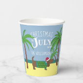 Eigen kerstmis in juli Square Paper Coaste Papieren Bekers (Achterkant)