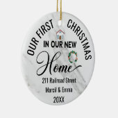 Eigen kerstmis in ons nieuwe startpunt 2022 keramisch ornament (Rechts)