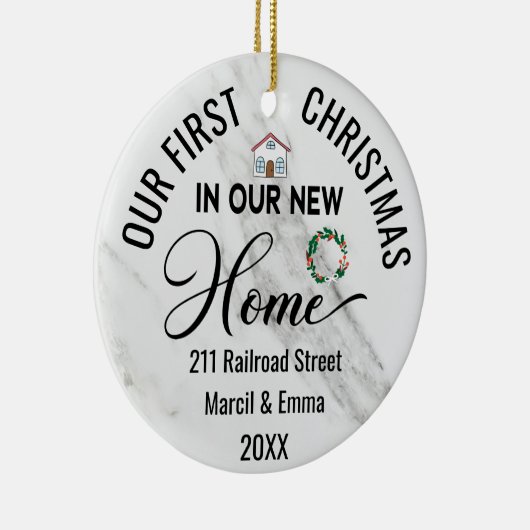 Eigen kerstmis in ons nieuwe startpunt 2022 keramisch ornament (Rechts)