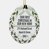 Eigen kerstmis in ons nieuwe startpunt 2022 keramisch ornament (Rechts)