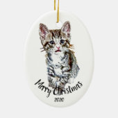 Eigen kerstmis met kattenkat keramisch ornament (Achterkant)