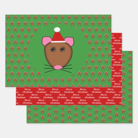 Eigen kerstmuis inpakpapier vel (Set)