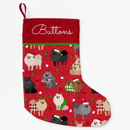 Eigen kerstnaam Pomeranian Kleine Kerstsok (Voorkant)