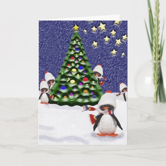 Eigen kerstparadise pinguïn feestdagen kaart (Voorkant)