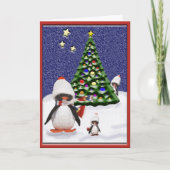 Eigen kerstparadise pinguïn feestdagen kaart (Voorkant)