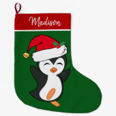 Eigen kerstpinguïn grote kerstsok (Voorkant)