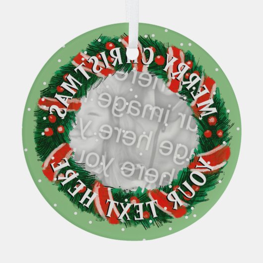 Eigen kerstrand aangepaste foto Glass Glas Ornament (Achterkant)