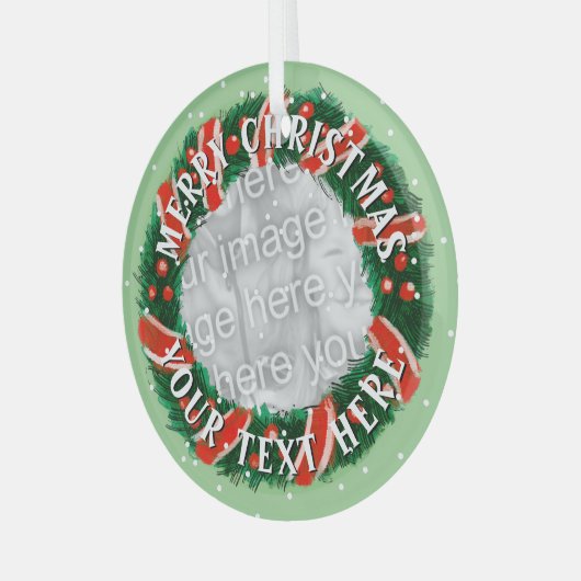 Eigen kerstrand aangepaste foto Glass Glas Ornament (Voorkant links)