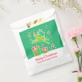 Eigen kerstrendierrode, groene cadeautassen bedankzakje (Gezegeld)