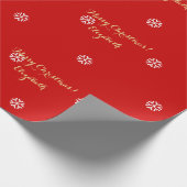 Eigen kerstrode snowflakes Faux Gold Script Cadeaupapier (Hoek)