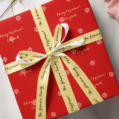 Eigen kerstrode snowflakes Faux Gold Script Cadeaupapier