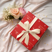 Eigen kerstrode snowflakes Faux Gold Script Cadeaupapier