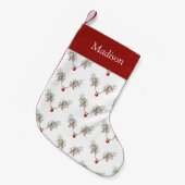 Eigen kerstrode snuitrennen met ringpijnbessen kleine kerstsok (Voorkant (Hangend))