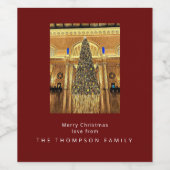 Eigen kerstrood en goud wijn etiket (Enkel label)