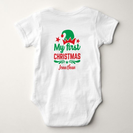 Eigen kerstrood Pet Star voor baby's eerste kerstf Romper (Achterkant)