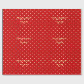 Eigen kerstrood poka-dot faux Gold-script Cadeaupapier (Vlak)