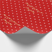 Eigen kerstrood poka-dot faux Gold-script Cadeaupapier (Hoek)