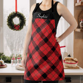 Eigen kerstrood, zwart en groen geplakt schort