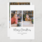 Eigen kerstscript drie foto's feestdagenkaart (Voorkant / Achterkant)