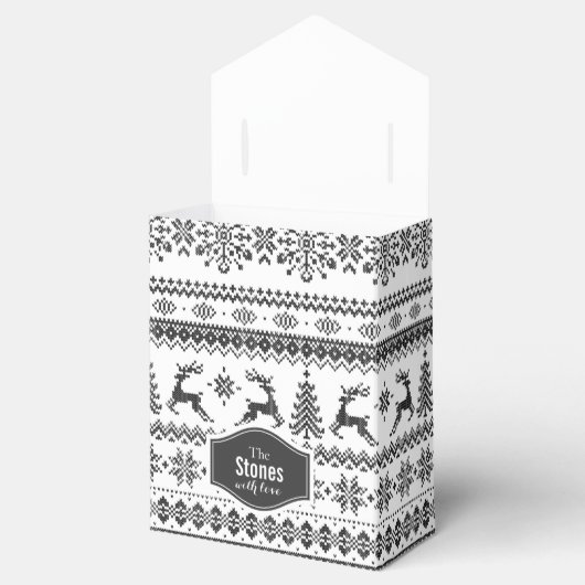 Eigen kersttrui met zwarte kerst bedankdoosjes (Geopend)