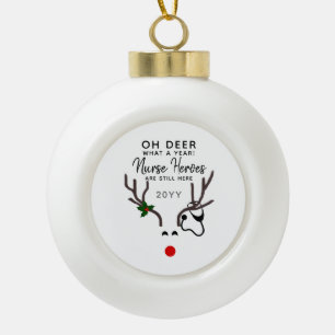 Eigen kerstverpleegster Stethoscoop Reindeffer Keramische Bal Ornament