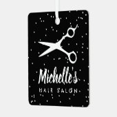 Eigen kerstversiering met kapsalon metalen ornament (Voorkant links)