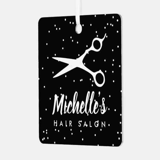 Eigen kerstversiering met kapsalon metalen ornament (Voorkant links)