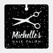 Eigen kerstversiering met kapsalon metalen ornament (Voorkant)