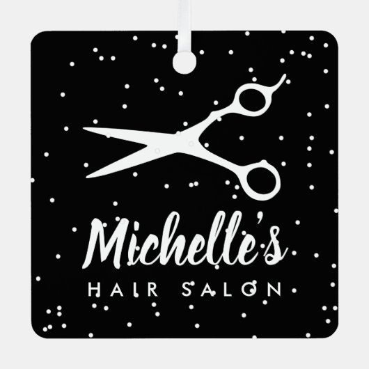 Eigen kerstversiering met kapsalon metalen ornament (Voorkant)