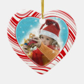 Eigen kerstversiering met rode en witte snoepriet keramisch ornament (Voorkant)