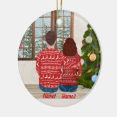 Eigen kerstversiering voor stellen keramisch ornament (Links)