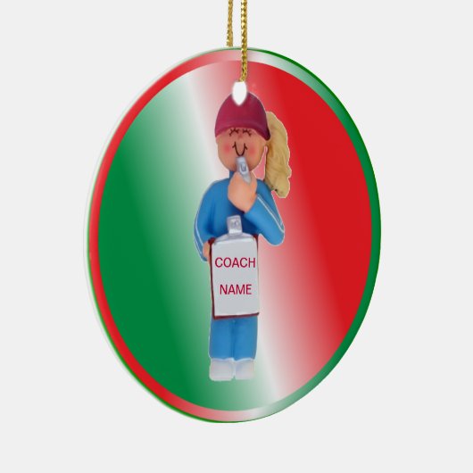 Eigen kerstversiering voor Vrouw Coach Keramisch Ornament (Rechts)