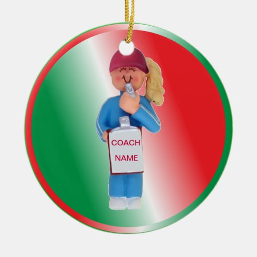 Eigen kerstversiering voor Vrouw Coach Keramisch Ornament (Voorkant)