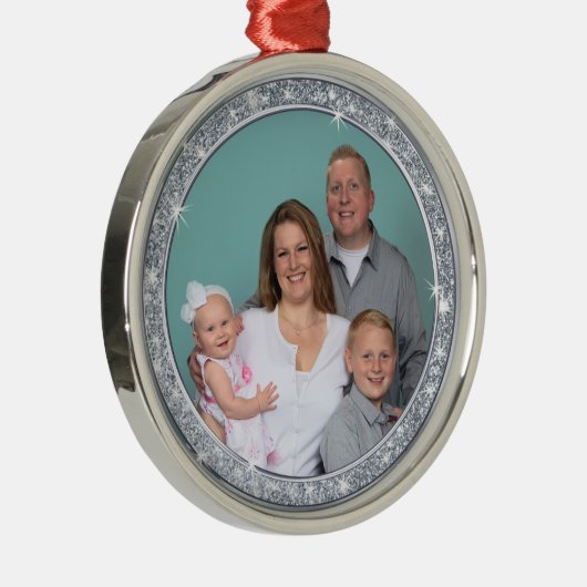 Eigen kerstversieringen met Afbeelding, zilveren f Metalen Ornament (Rechts)